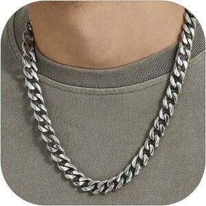 Miami Cuban Link Chain Necklace for Men Gold Plated 12mm-steel Stainless Steel
